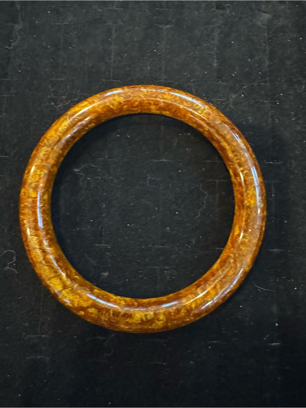 Vintage Style Amber Brown Gold Fleck Resin Lucite Bangle Bracelet Chunky